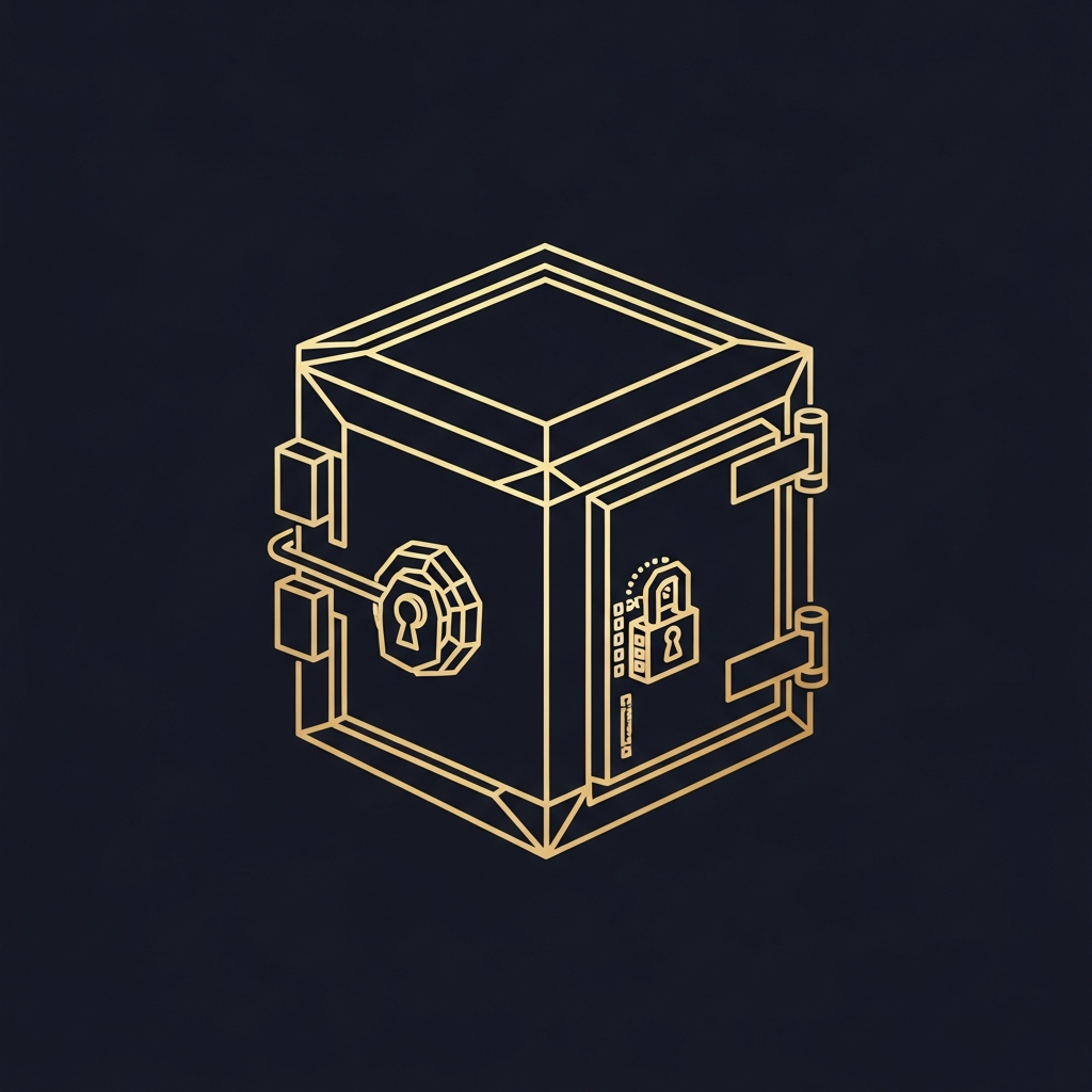 Illustration of a glowing digital vault holding a family's private photos and letters